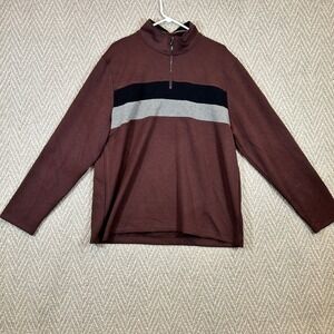 Magaschoni Sweatshirt Mens XL Red Colorblock Quarter Zip Pullover Modal Blend
